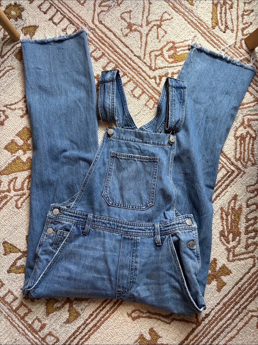 🩵 LUCKY BRAND Distressed Light Blue Denim BoyfriendOveralls - Size Medium